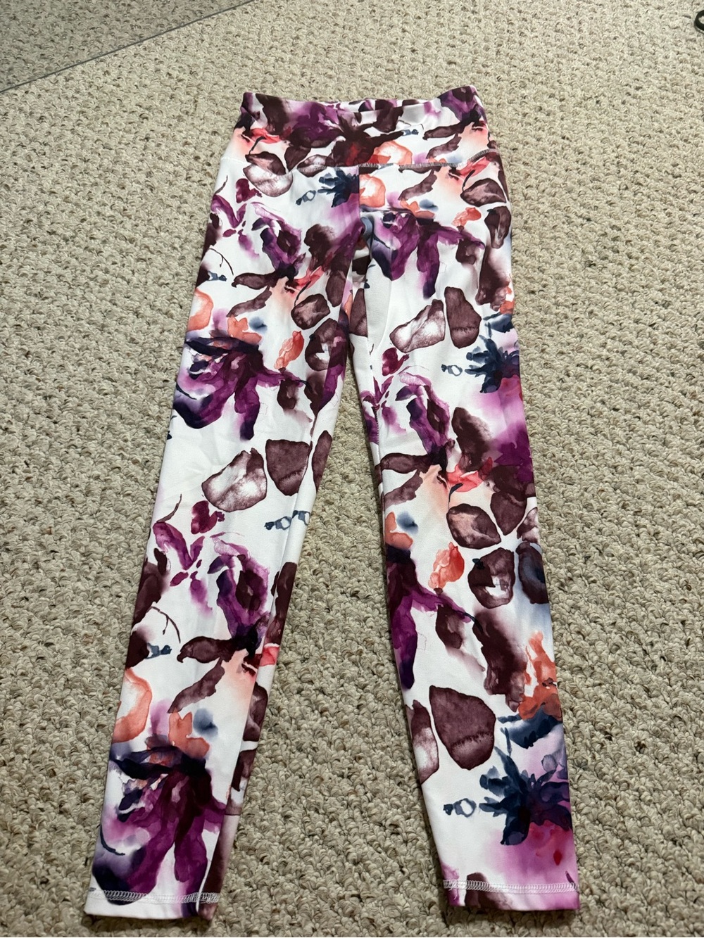 Balance Collection Floral Watercolor Leggings - White, Purple & Pink